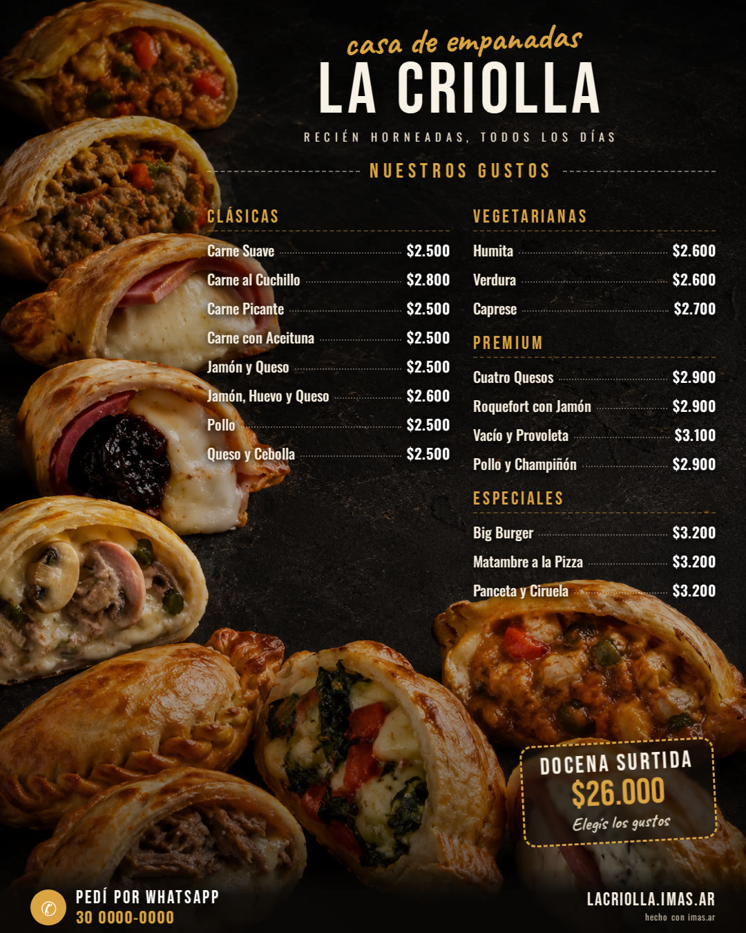 Menú de empanadas La Criolla